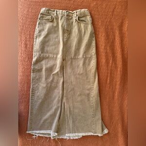 Reformation Tazz Tan Denim Maxi Skirt